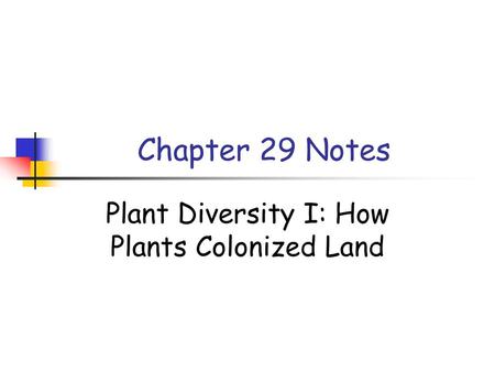 Plant Diversity I: How Plants Colonized Land