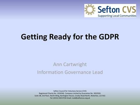 Getting Ready for the GDPR