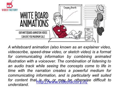 A whiteboard animation (also known as an explainer video, videoscribe, speed-draw video, or sketch video) is a format for communicating information by.