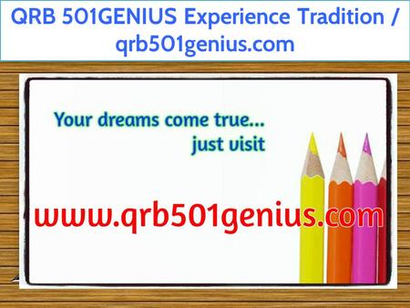 QRB 501GENIUS Experience Tradition / qrb501genius.com.