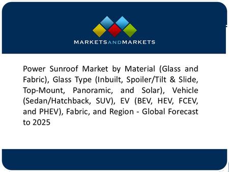 Power Sunroof Market by Material (Glass and Fabric), Glass Type (Inbuilt, Spoiler/Tilt & Slide, Top-Mount, Panoramic, and Solar),