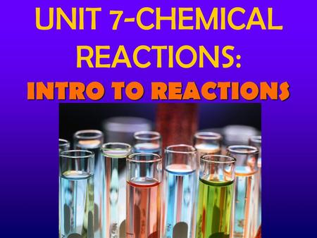 UNIT 7-CHEMICAL REACTIONS: