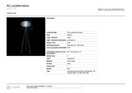 Alt Lucialternative JOY TR Description - Luminaire type