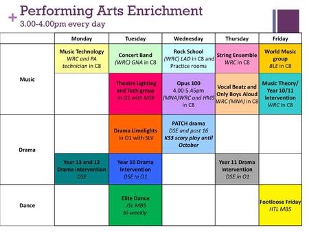 Performing Arts Enrichment pm every day