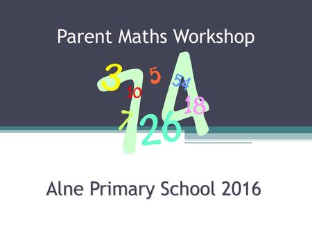 Parent Maths Workshop Alne Primary School 2016 1.