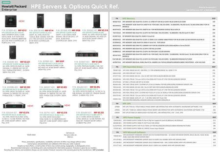 HPE Servers & Options Quick Ref.