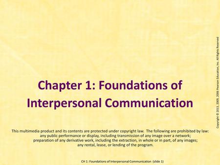 Chapter 1: Foundations of Interpersonal Communication