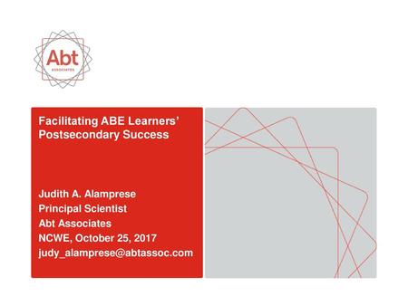 Facilitating ABE Learners’ Postsecondary Success