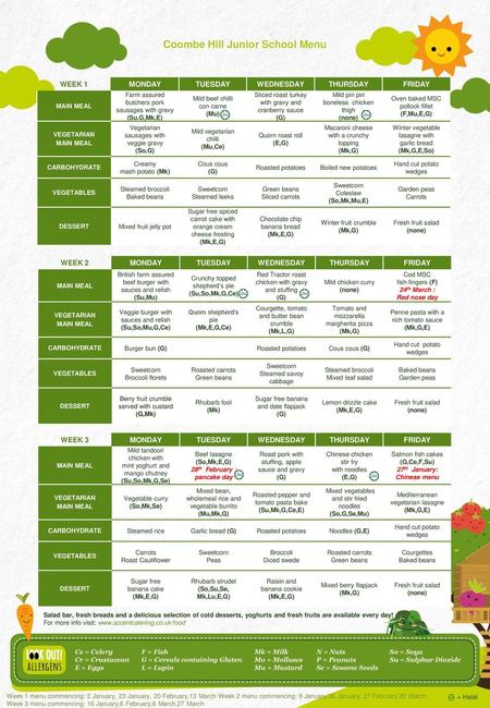 Coombe Hill Junior School Menu