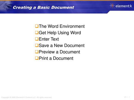 Creating a Basic Document