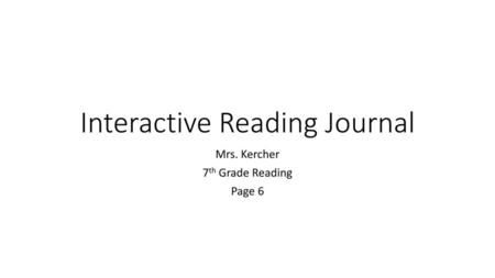 Interactive Reading Journal