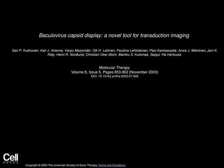 Baculovirus capsid display: a novel tool for transduction imaging