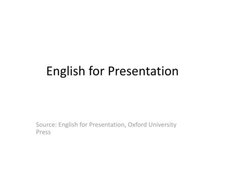 English for Presentation