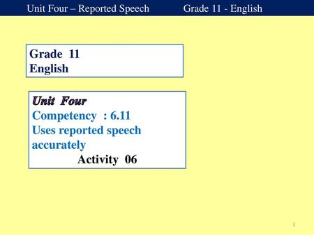 Uses reported speech accurately Activity 06