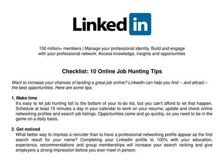 Checklist: 10 Online Job Hunting Tips