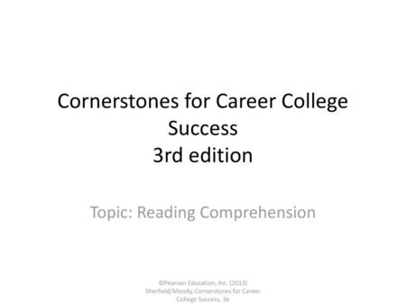 Cornerstones for Career College Success 3rd edition