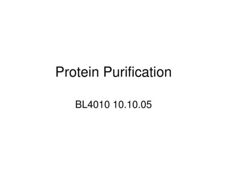 Protein Purification BL4010 10.10.05.