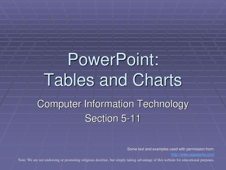 PowerPoint: Tables and Charts