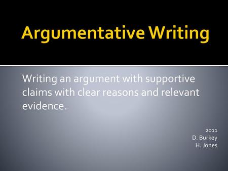 Argumentative Writing