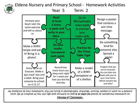 Eldene Nursery and Primary School - Homework Activities Year 5 Term 2