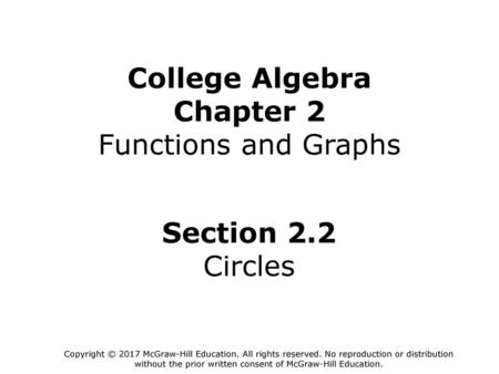 College Algebra Chapter 2 Functions and Graphs