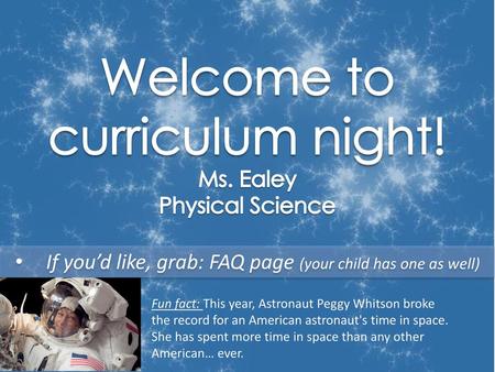 Welcome to curriculum night!