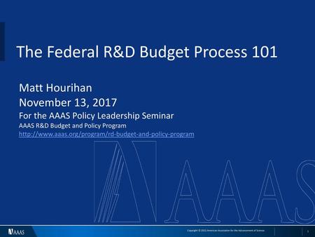 The Federal R&D Budget Process 101