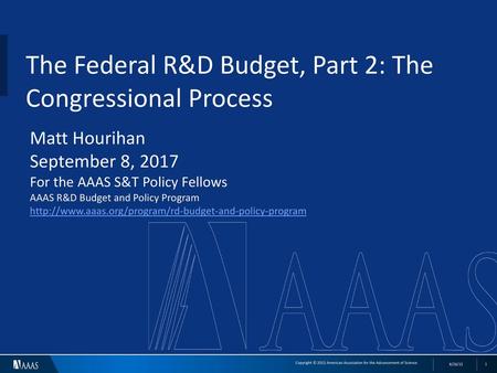 The Federal R&D Budget, Part 2: The Congressional Process