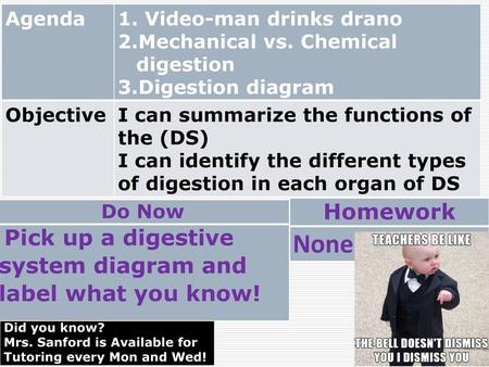 Do Now: None Homework Agenda Video-man drinks drano