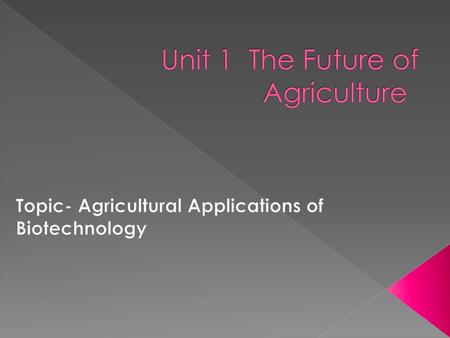 Unit 1 The Future of Agriculture