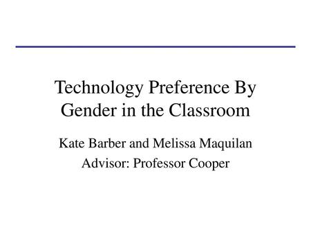 Technology Preference By Gender in the Classroom