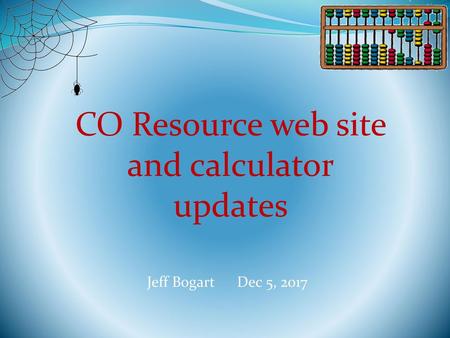 CO Resource web site and calculator