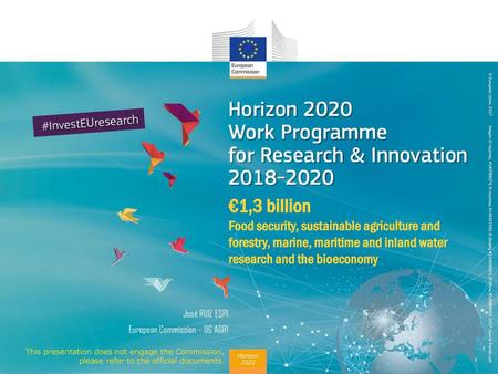 €1,3 billion Food security, sustainable agriculture and forestry, marine, maritime and inland water research and the bioeconomy José RUIZ ESPI European.