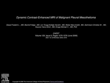 Dynamic Contrast-Enhanced MRI of Malignant Pleural Mesothelioma