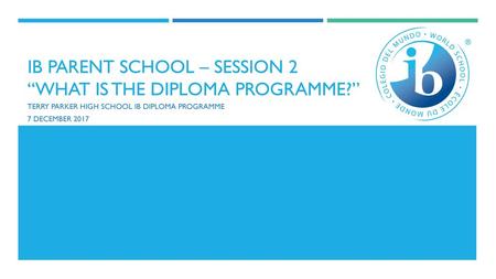 IB Parent School – Session 2 “What is the Diploma Programme?”