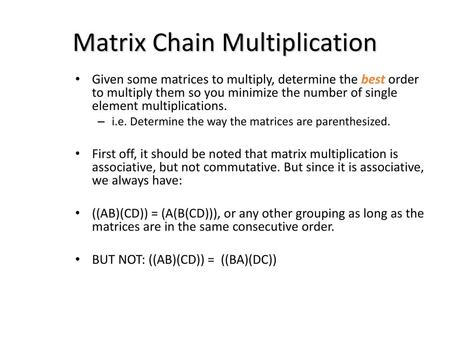 Matrix Chain Multiplication