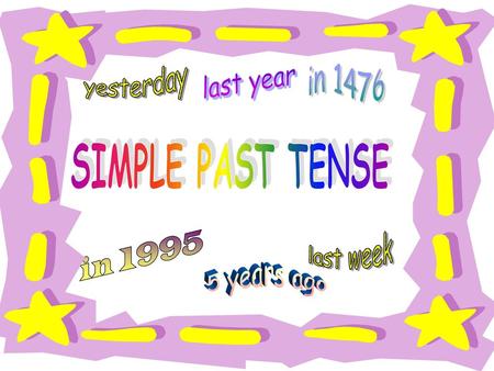 SIMPLE PAST TENSE yesterday last year in years ago in 1995