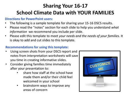 Sharing Your School Climate Data with YOUR FAMILIES