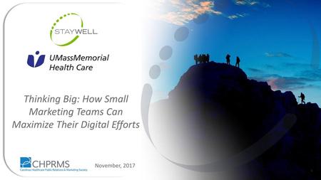 Thinking Big: How Small Marketing Teams Can Maximize Their Digital Efforts November, 2017.