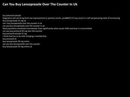 Can You Buy Lansoprazole Over The Counter In Uk