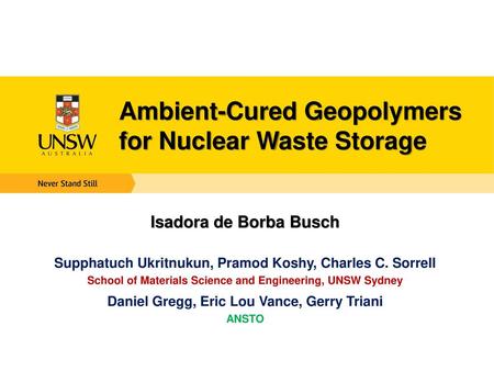 Ambient-Cured Geopolymers for Nuclear Waste Storage