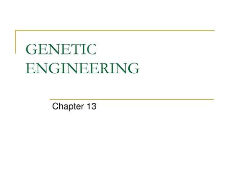 GENETIC ENGINEERING Chapter 13.