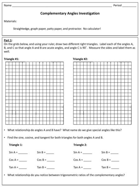 Complementary Angles Investigation