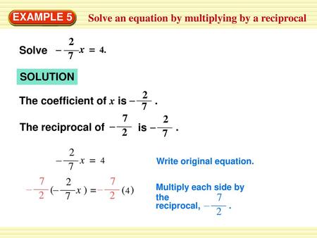 Solve an equation by multiplying by a reciprocal