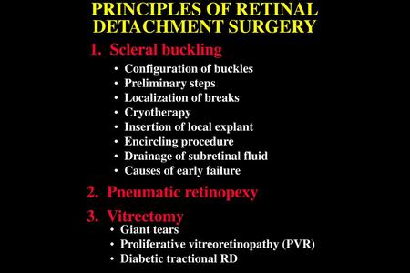 PRINCIPLES OF RETINAL DETACHMENT SURGERY