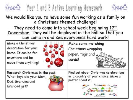 Year 1 and 2 Active Learning Homework