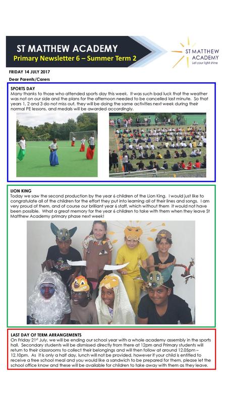 Primary Newsletter 6 – Summer Term 2