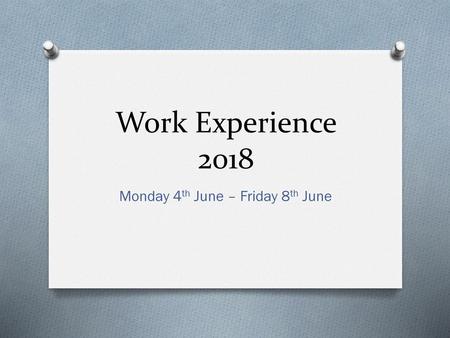 Monday 4th June – Friday 8th June