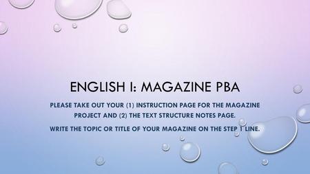 English I: magazine PBA