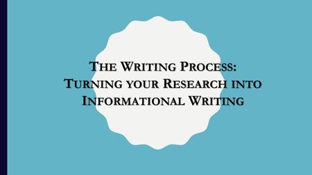 Turning your Research into Informational Writing